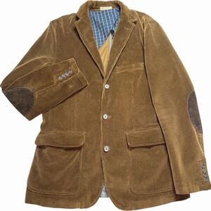 J. Crew Men M Holmes Sport Coat Brown Corduroy Elbow Patch Blazer Cotton Vent